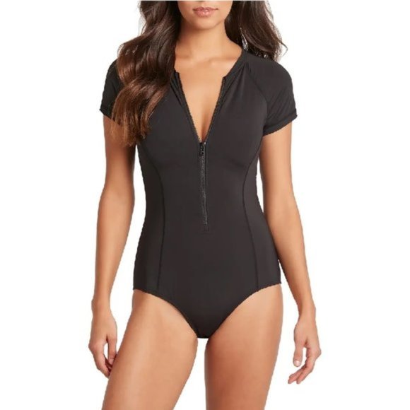 NWOT SEA LEVEL Front Zip One-Piece Swimsuit - Picture 2 of 8